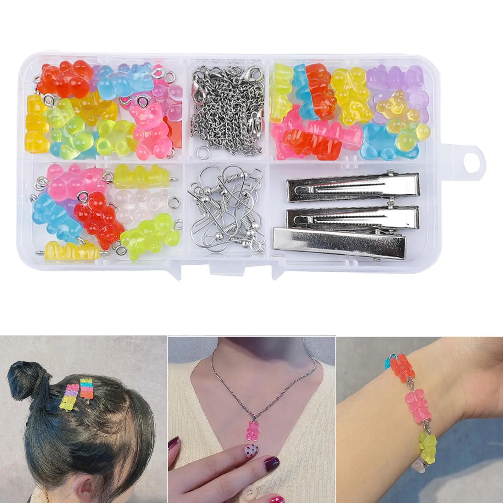 Colorful Gummy Bear Charms Hairpin Ear Hook for DIY Pendant Jewelry Making