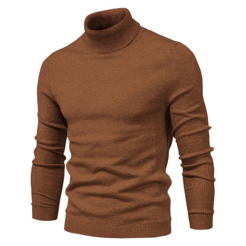 Description Picture 6 of itemWorkwear Sweater High Collar Sweater High Collar Knitted Men's Sweater Warm Soft Fall Winter Pullover with Slim Fit Solid Color