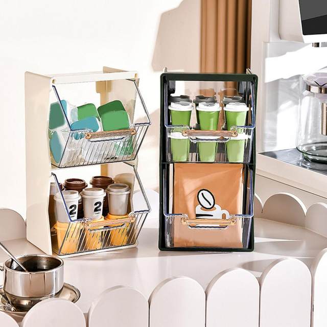 Organizzatore per bustine di tè tipo di cassetto dispensa cucina  organizzatore per Capsule di caffè supporto per pacchetti di zucchero  visibile cassetto portatile per bustine di tè