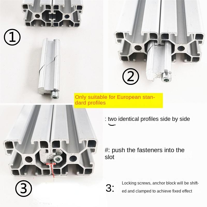 European Standard Aluminum Profile One-Line Connector Parallel Clamping Head 2020 3030 Docking Fixed Block Built-in Connector