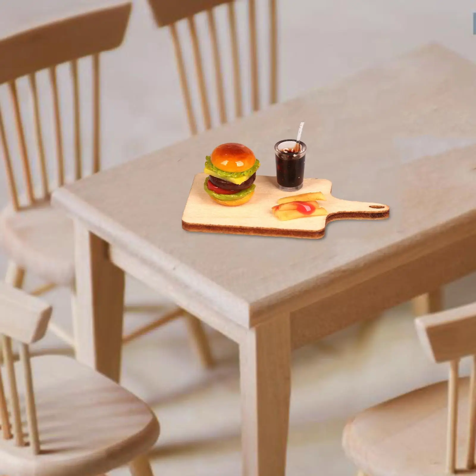 Miniature Dollhouse Accessory Miniature Foods Drinks Toys Simulation Hamburger French Fries Cola Set Model