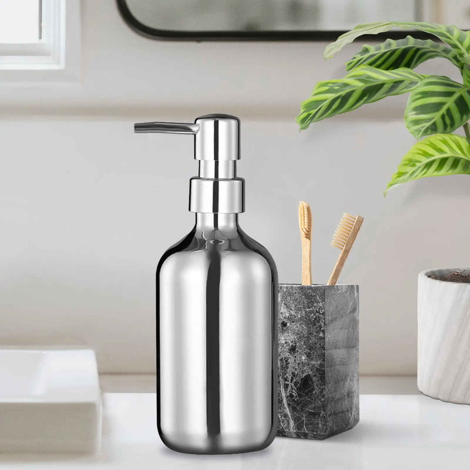 Soap Dispenser, Mirror Pump Unique 500ml Pump Liquid Bottle for Toilets Dining Room Detergents Oils Body Washes