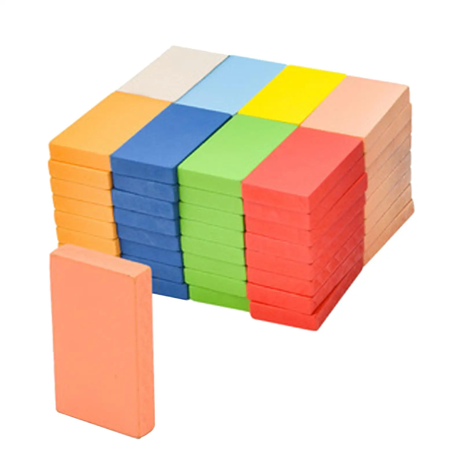 80x Colorful Wooden Building Blocks Kid Educational Toys Gift for Boys Girls