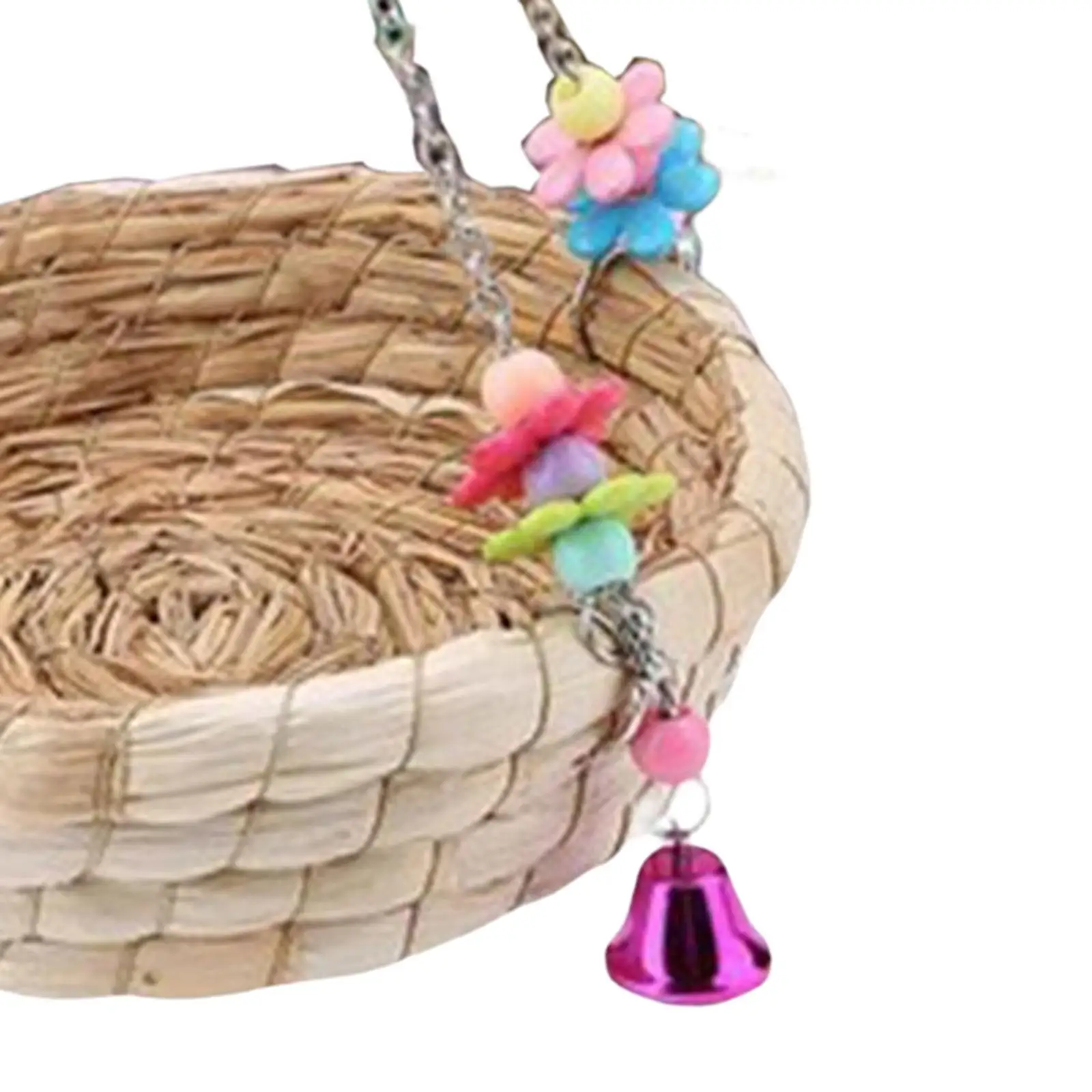 Home Bird Straws Swing Toy Woven Straw Lightweight Stable Parrot Toys Nest Bed for Cockatiel Finches Bird Budgie Climbing