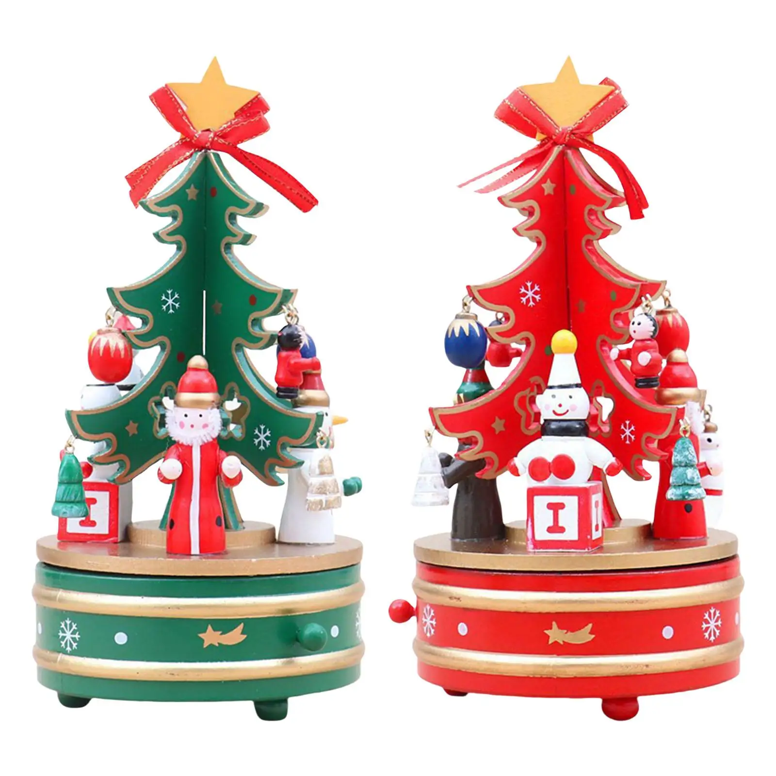 Portable Music Box Rotatable Wooden Musical Box Carousel Decoration Toy for Desktop Party Home Ornament Kids Gift