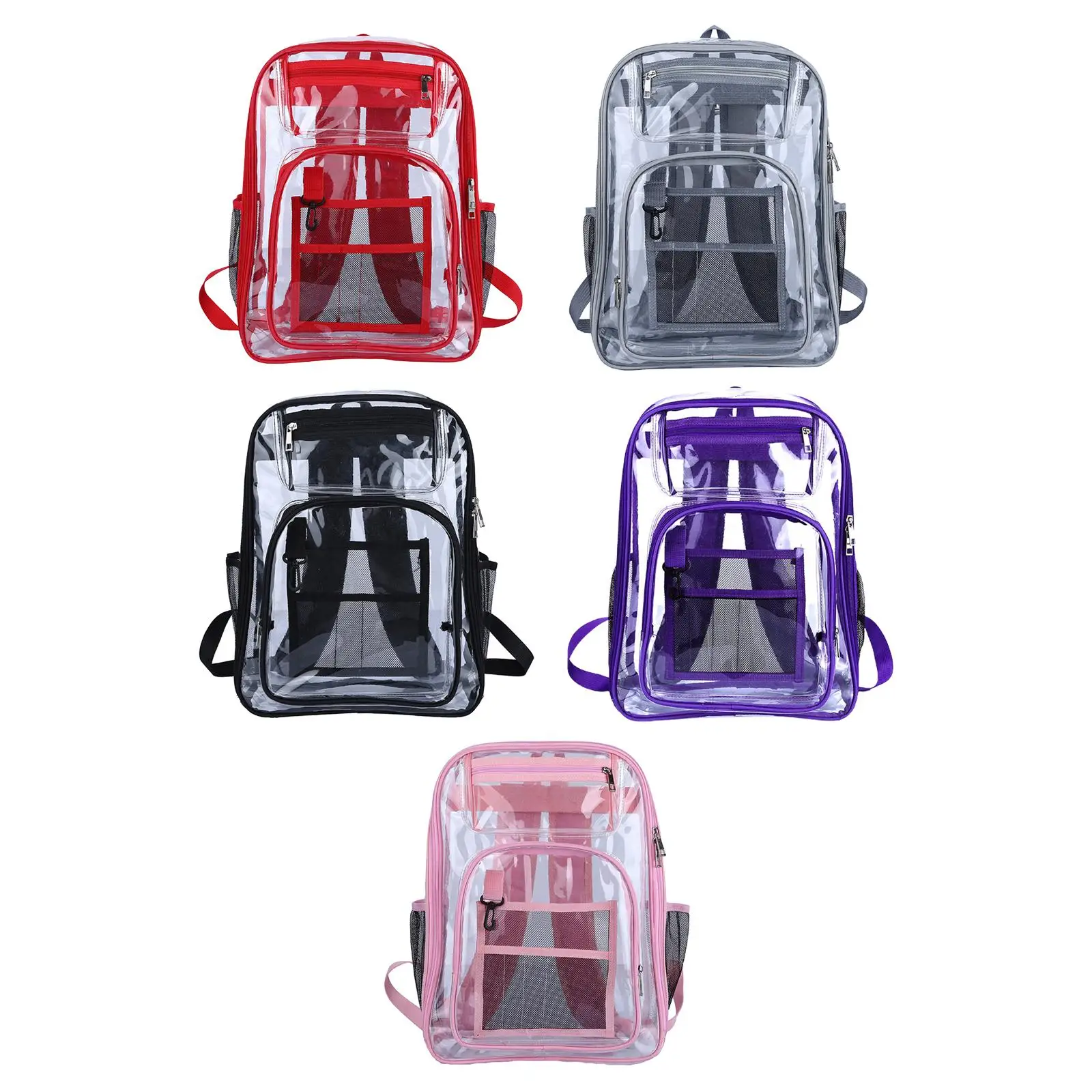 Transparent Backpack 2 Way Zip Reinforced Strap Durable for Sports Men