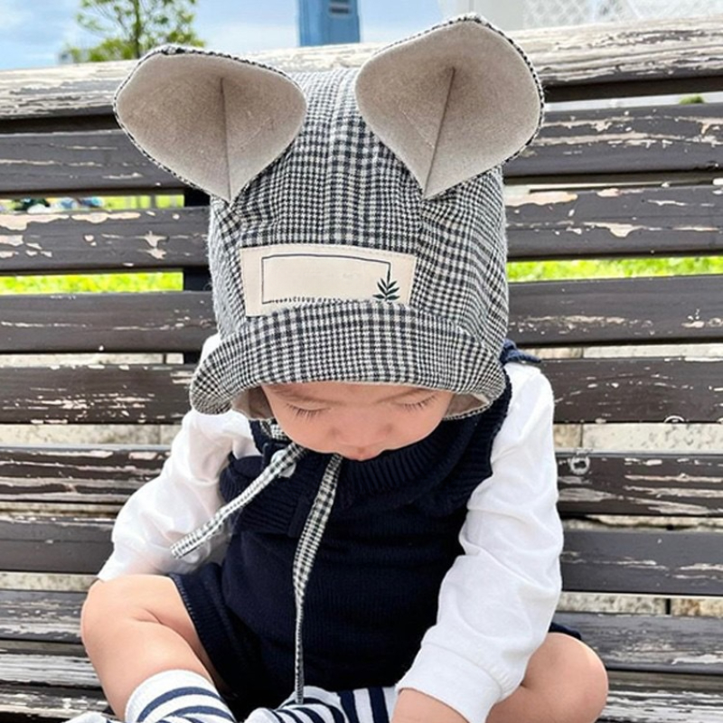 Baby Tier Ohren niedlichen Fischer Kappe atmungsaktive Leinen fetalen Hut Kinder Spaß Eichhörnchen stehend Ohr Baumwolle Leinen Sonnenhut – Detail 7
