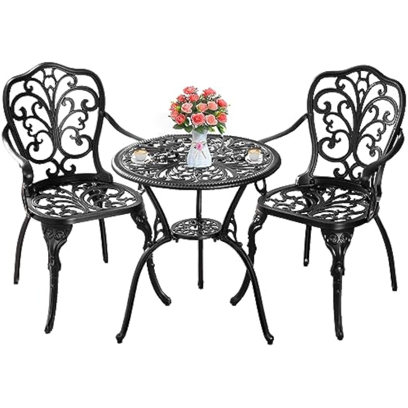 Title 3, Withniture Outdoor 3 Piece Bistro Set,Cast Alum...