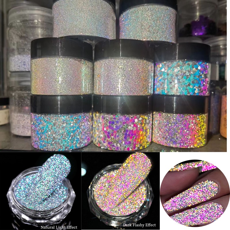 Best of 1Box Reflective Nail Glitter Powder For Nails Iridescent Flakes Sequins Dust Sparkly Flash Disco Polish Gel Dust Chrome Pigments Reviews & Tips