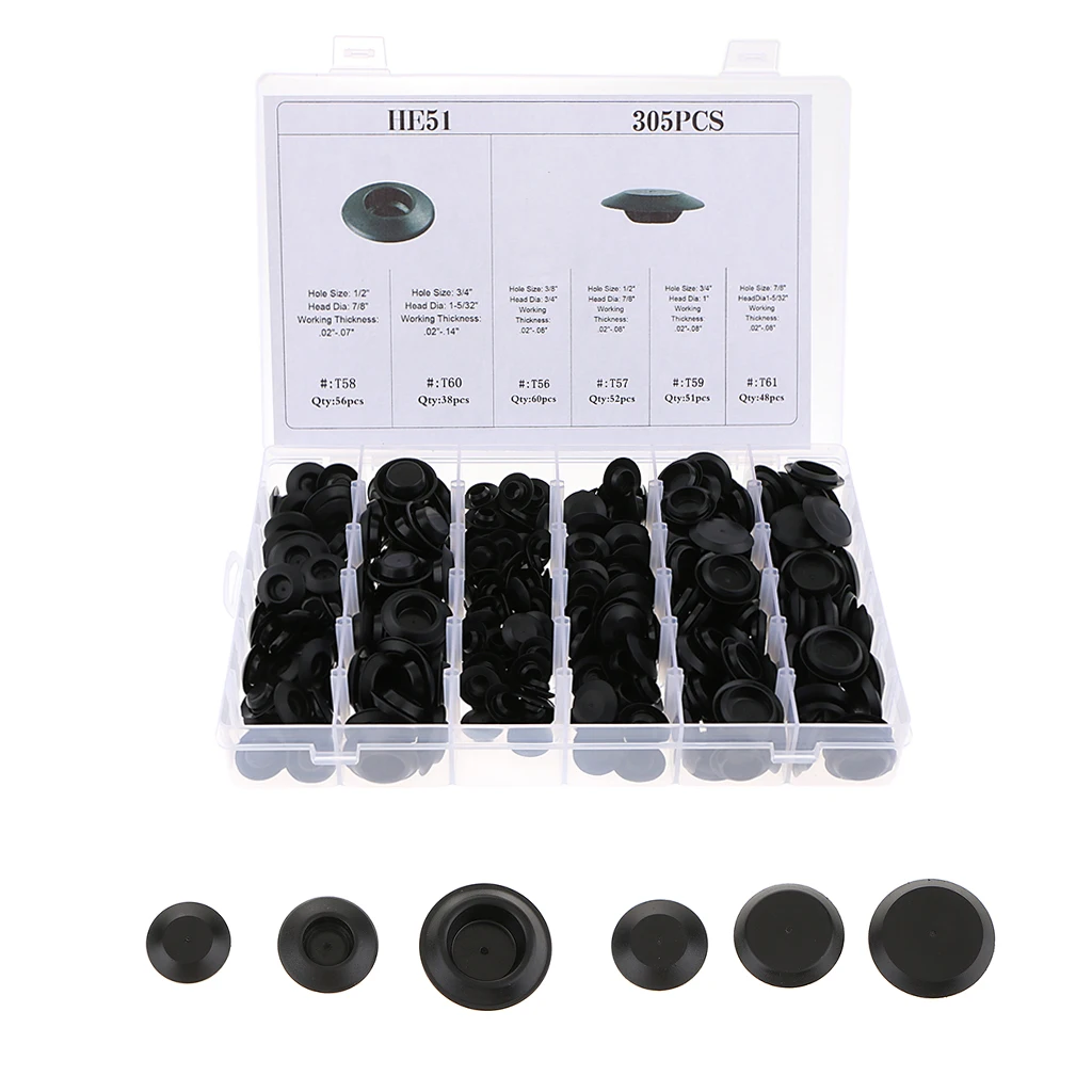 305-piece Grommets 6 Types of, Body, Plugs