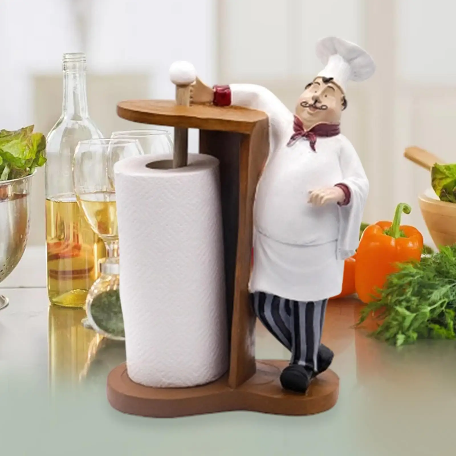 Chef Decor Paper Towel Holder, Resin Craft Display for Kitchen  Cake Shop