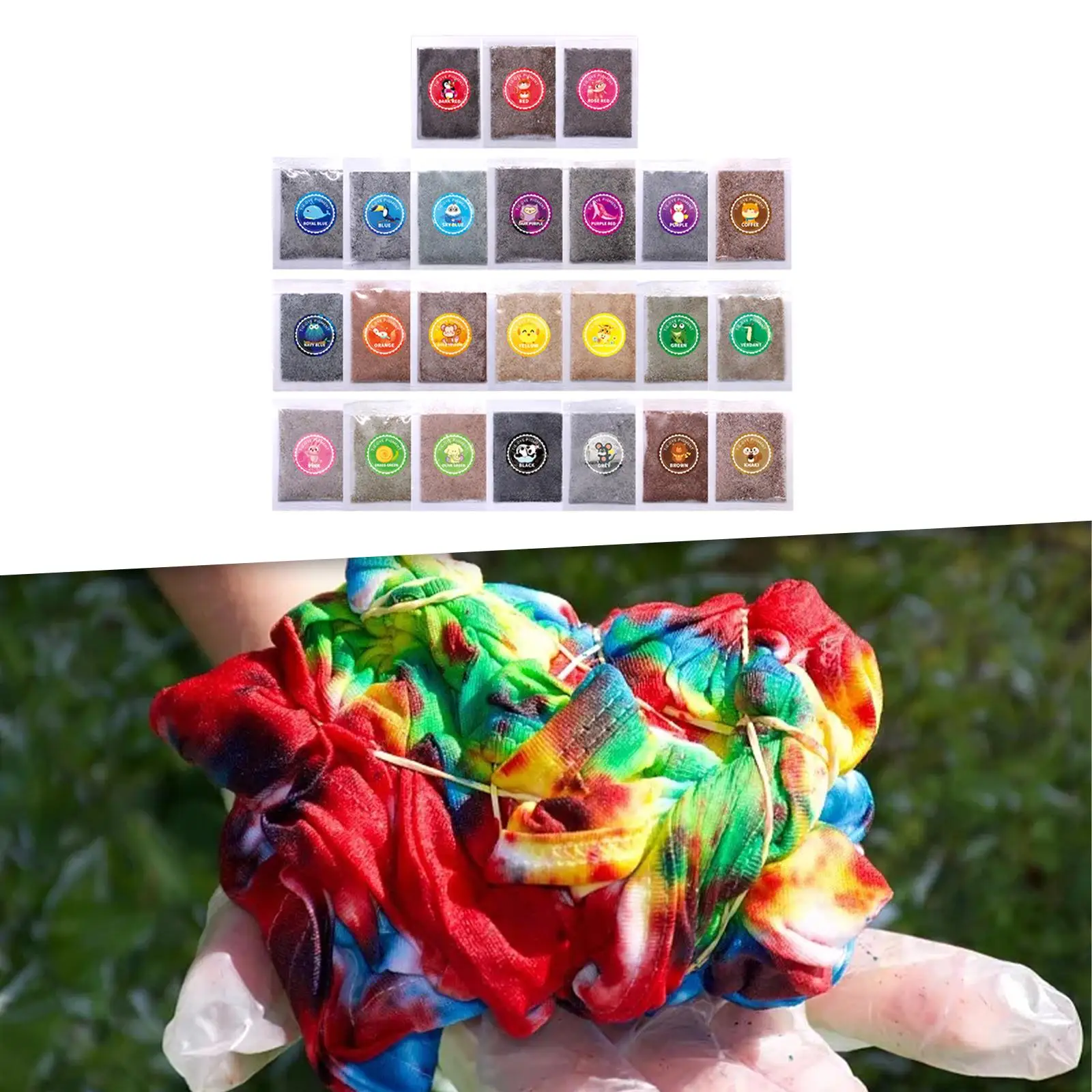 Tie Dye Powder Bulk Color Powder Packets for Craft Clothing Party Supplies