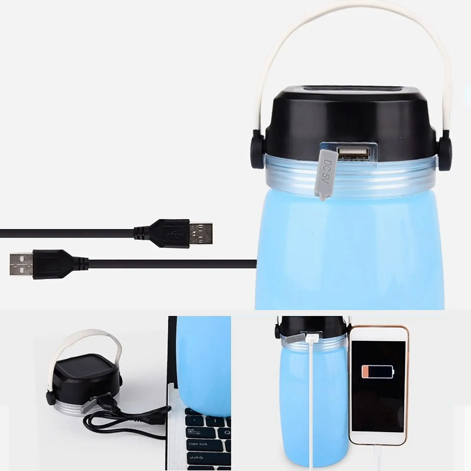 Luminous Water Cup Outdoor Camping Lamp Solar Charging Glow-In-The-Dark Tent Light Creative Water Bottle Silicone Kettle