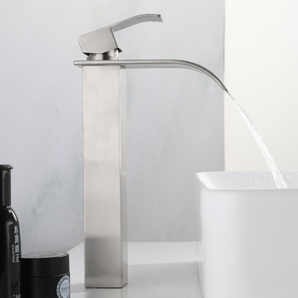 Nombre 6, Grifo dorado para baño, cascada, mezclador frío y caliente, Material de acero inoxidable, accesorios para lavabo de baño