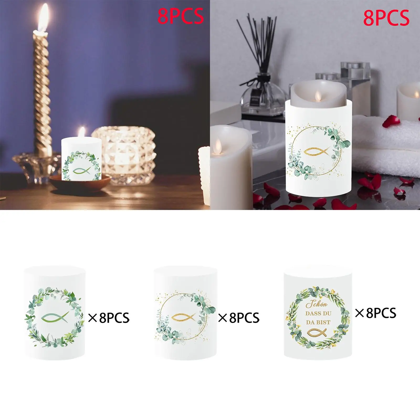 8x Tea Light Candle Covers Decorative Wraps Votive Wraps for Christmas Romantic Evenings Flickering Flameless Candle Festival