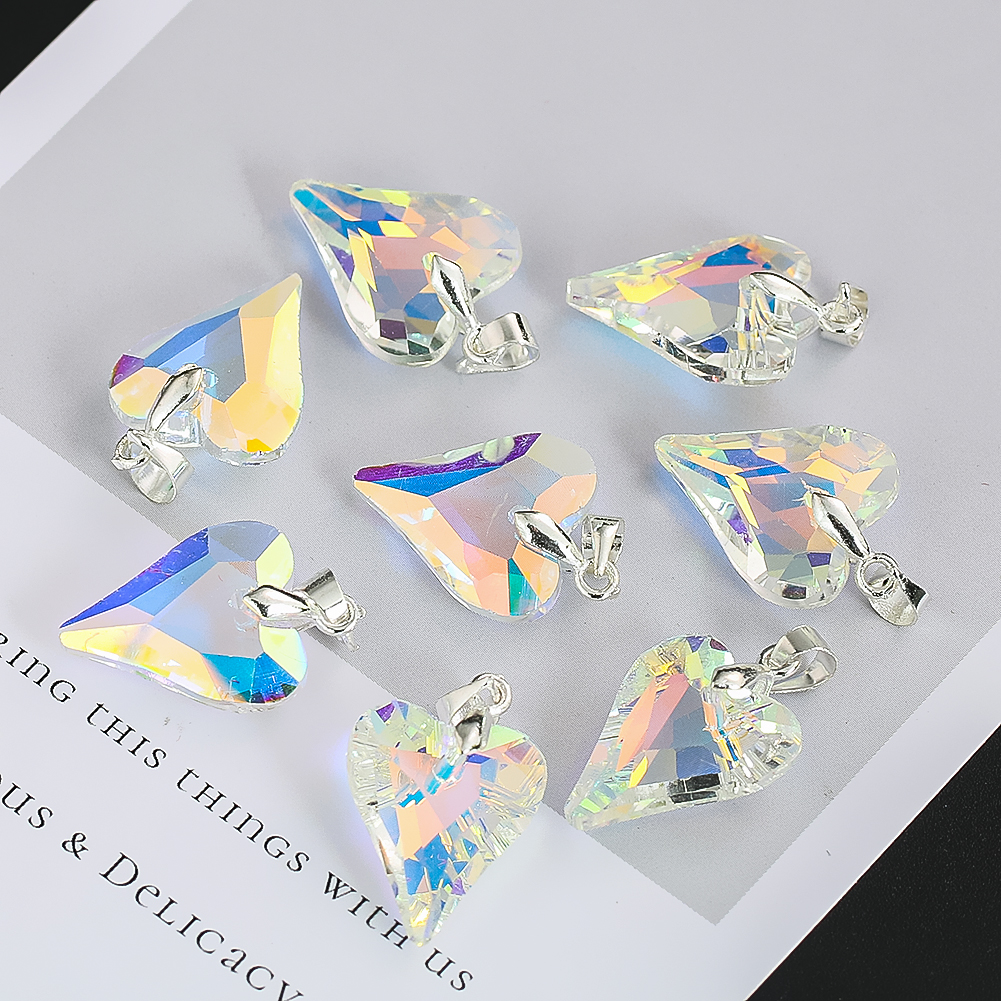 5 Stück AB Farbe Kristall Liebe Herz Anhänger 15X25mm Glasperlen Charms für Schmuckherstellung Halsketten Ohrringe DIY handgemachte Accessoires – Detail 6