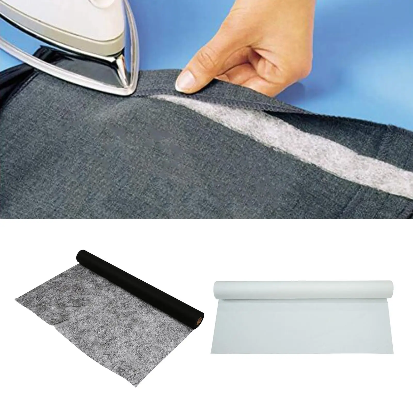 Fixing Liners, Non-Woven Polyester Bonding Fabric Double Sided Iron on Bonding for DIY Supplies (44 Inches X 6.6 Yards)