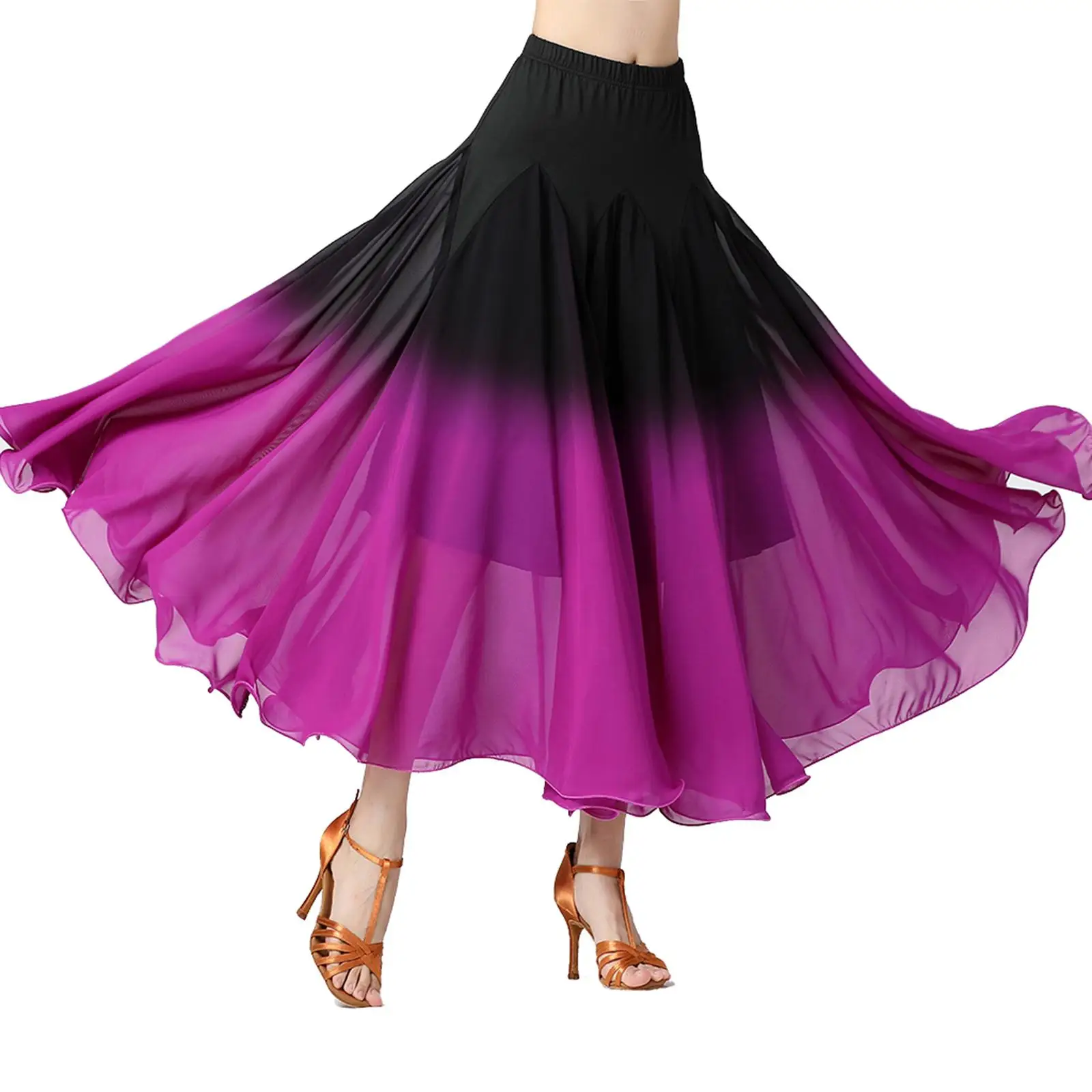 Womens Ballroom Dance Skirt Long Swing Skirt Dance Practice Party Dress Performance Costume Latin Elegant Belly Dancing Dress