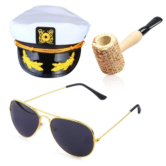 Men Yacht Captain Boating Hat Sailor Cap Aviator Sunglasses White Gloves  Set For Hollowen Party Cosplay Navy Costume Accessories - AliExpress