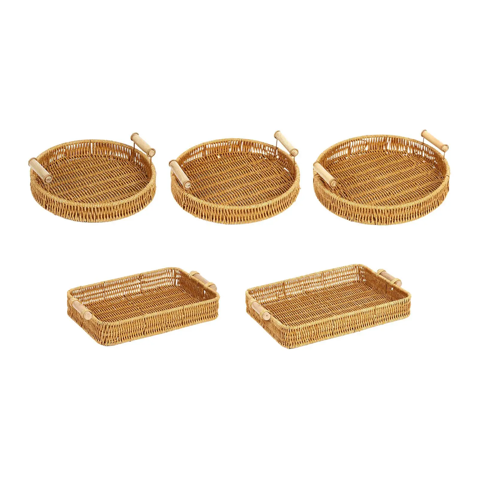 Woven Kitchen Storage Baskets Food Storage Bowls Desktop Fruit Bowl Food Organizer Tray for Holiday Outdoor Picnic Party Bedroom