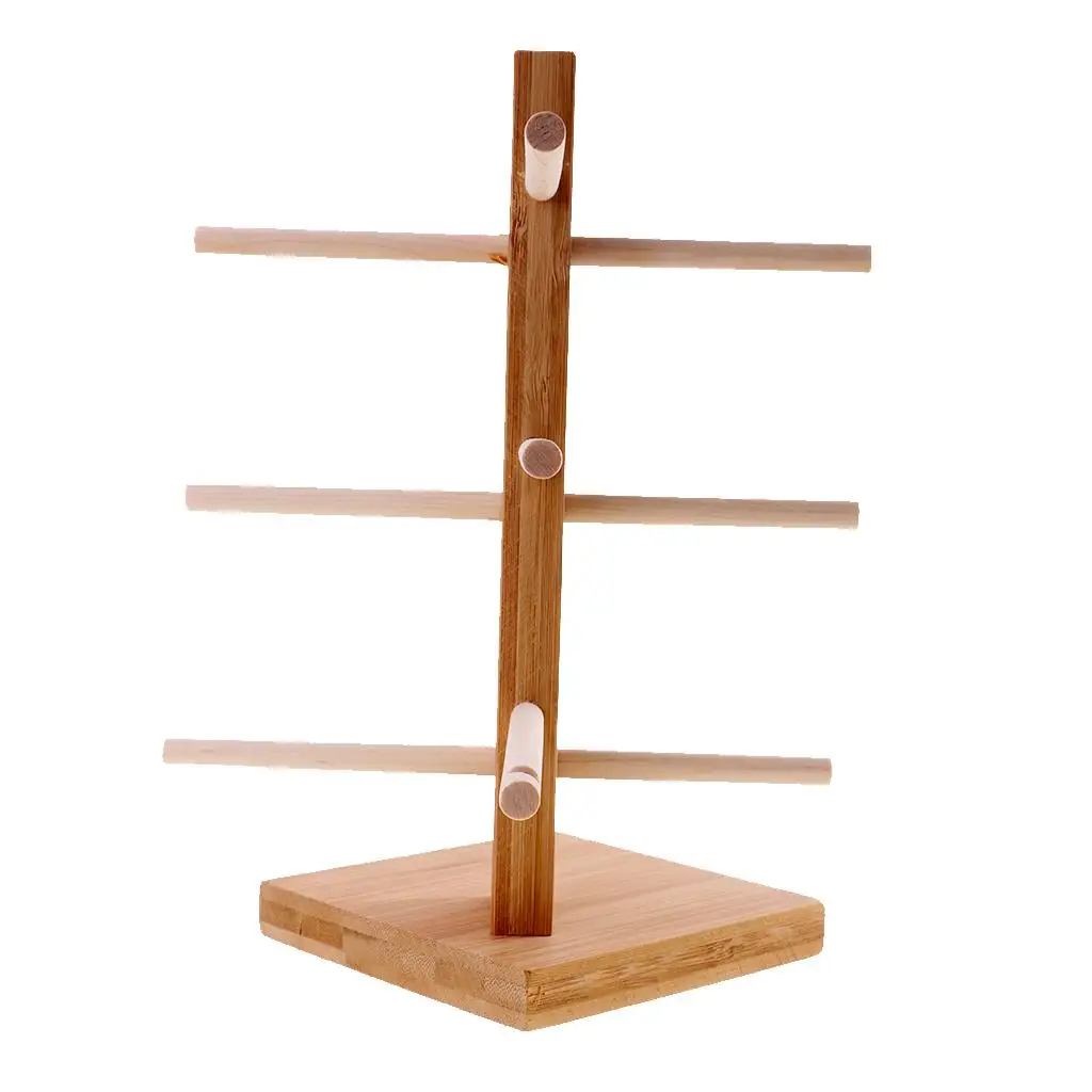 Practical Wooden Sunglass Eye Glasses Display Rack Stand Organizer 3 - Layer