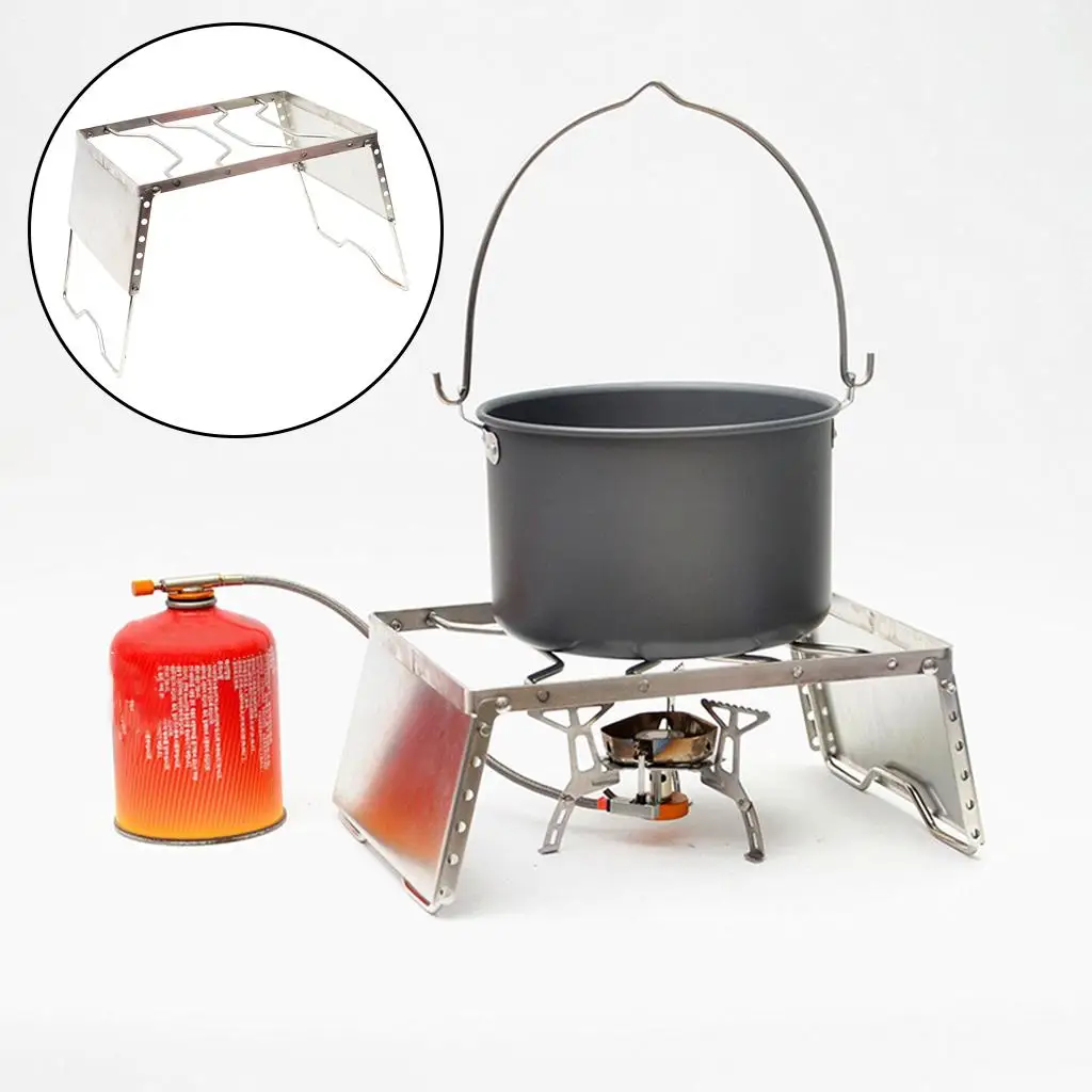 Portable Foldable Stainless Steel Charcoal Grill Barbeque Stove Stand Bracket for Camping Backpacking Hiking Fishing