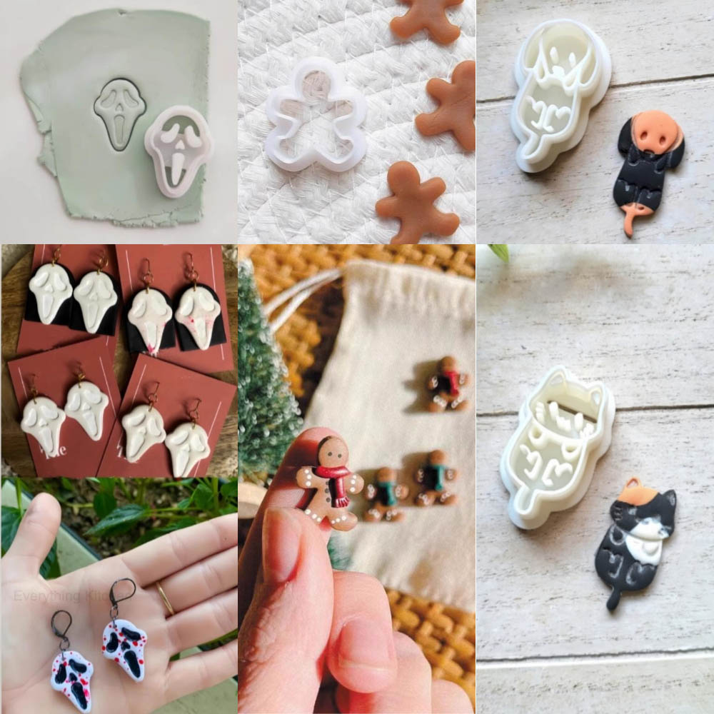 Horror Kunst Thema Geist/Schrei/Ingwer geformt Ohrring Ton Formen Ton Schneid schneider für DIY Schmuck Anhänger Ornament Herstellung – Detail 3