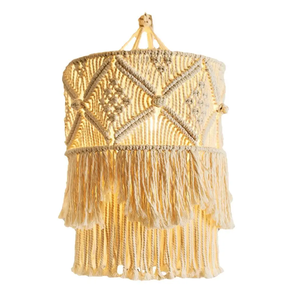 Macrame Lampshade Woven Tapestry Ceiling Light Cover for Home Office Decor