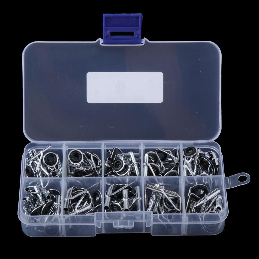 80 Piece Fishing Rod Guide Tip Replacement Repair Kit 1.5 # -3.5 # Tips