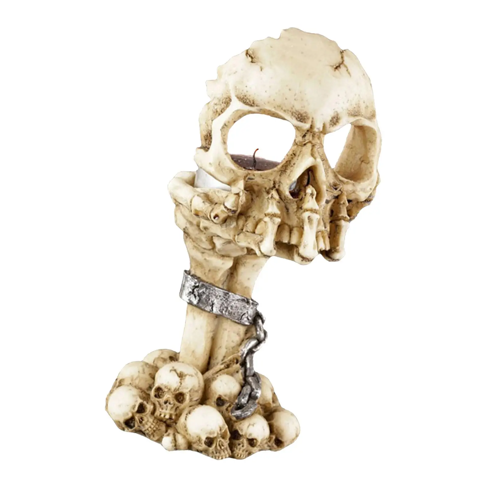 Skull Candle Holders Ornament Decorative for Outdoor Dining Table Spooky Bar