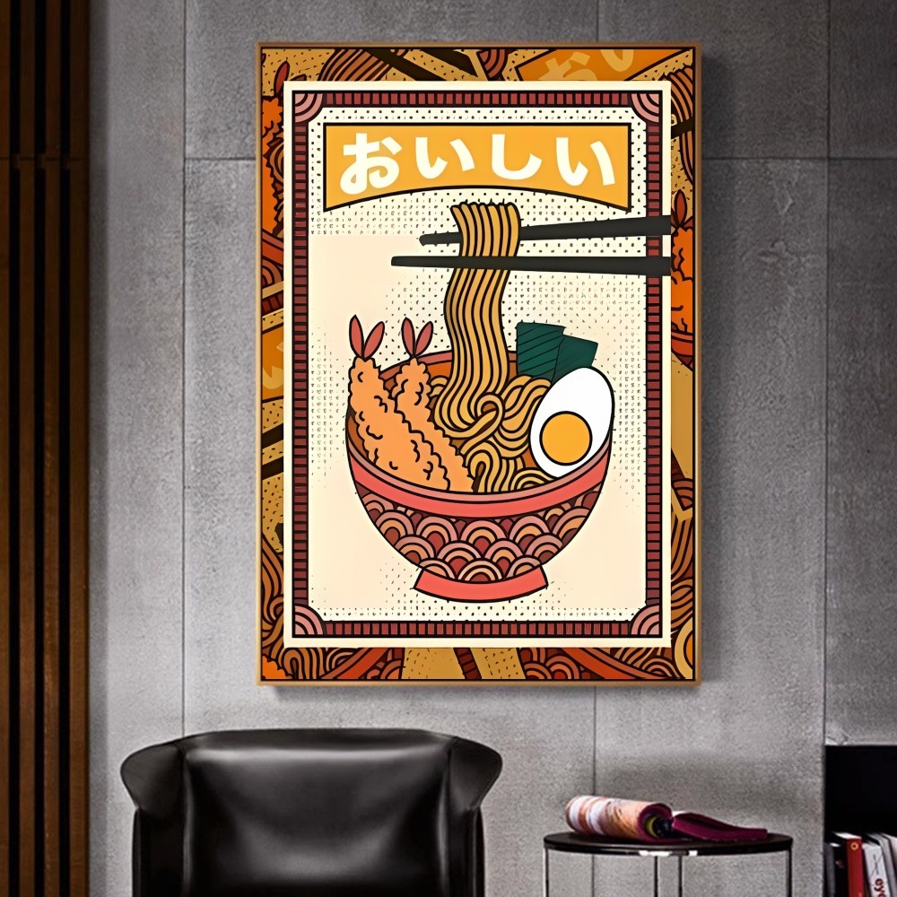 Japanese Ramen Painting Animal Cat Cartoon Classic Movie Posters Fancy Wall Sticker for Room Bar Decoration Room Wall Decor