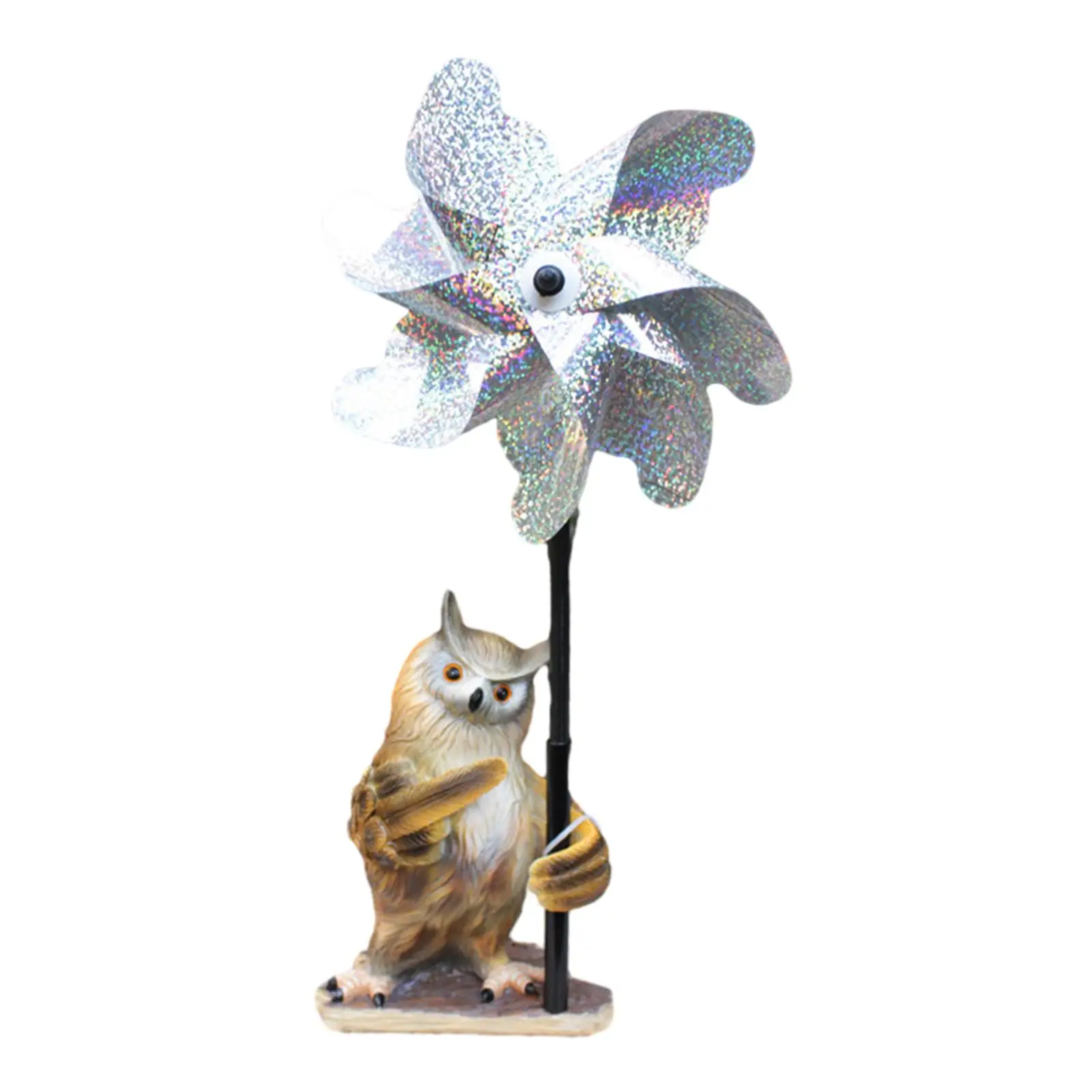 Owl Pinwheel Lifelike Ornaments Figurines Resin Yard Art Decor Owl Wind Sculpture for Lawn Courtyard Outdoor Backyard Decorative