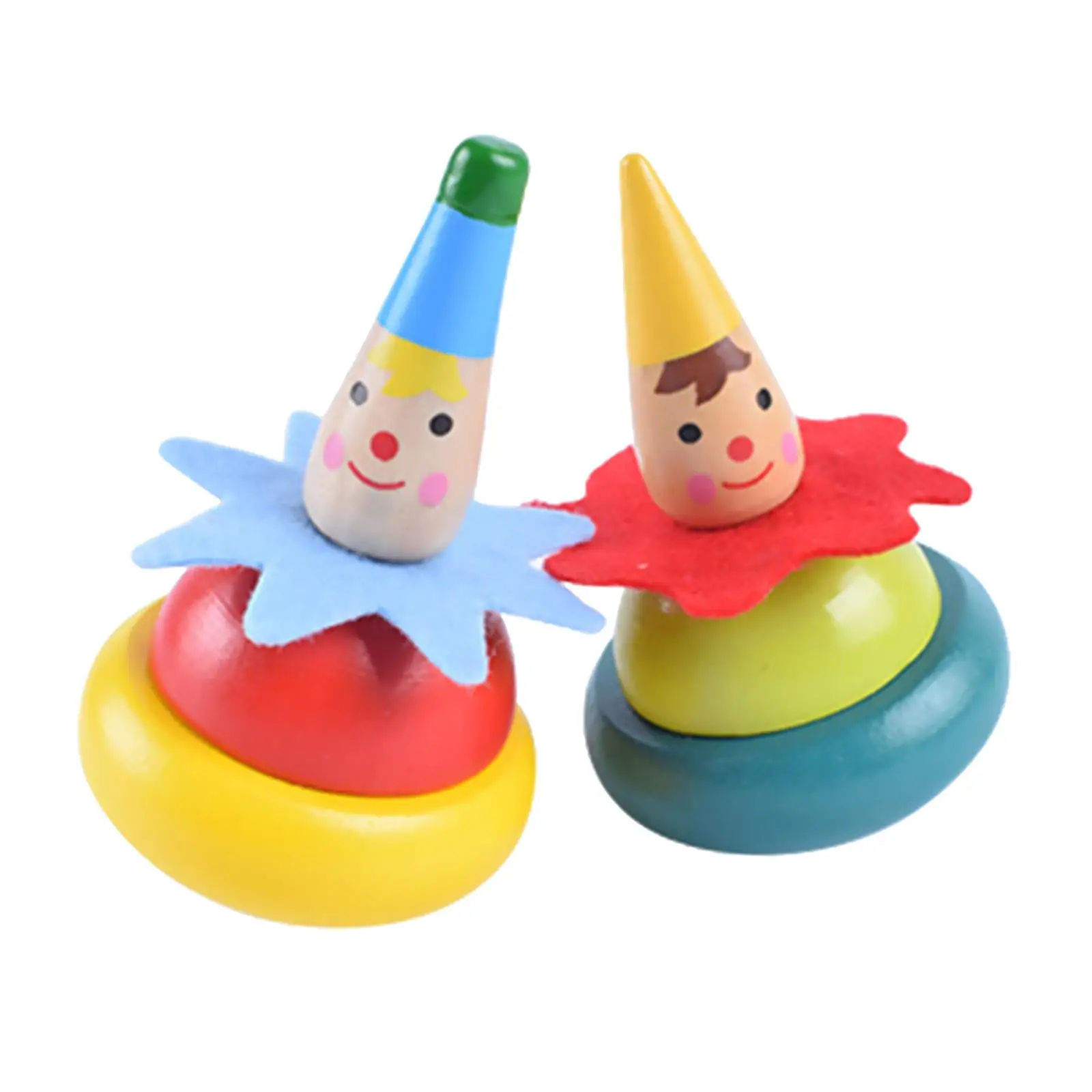Wooden Whirling Toy Preschool Game Clown Gyro Toy Battling Tops for Children