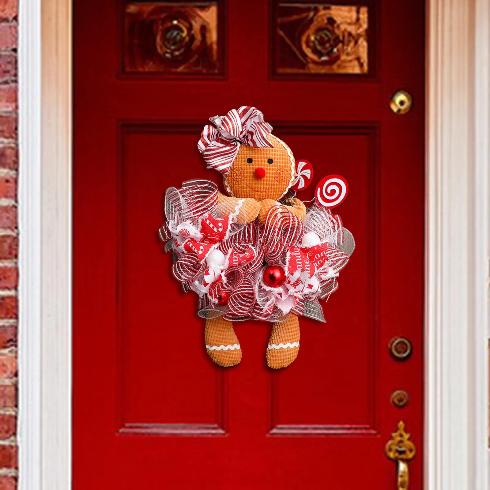 Christmas Gingerbread Man Front Door Novel Shape Novelty Christmas Ornament for Indoor Outdoor Xmas Desktop Festival Atmosphere