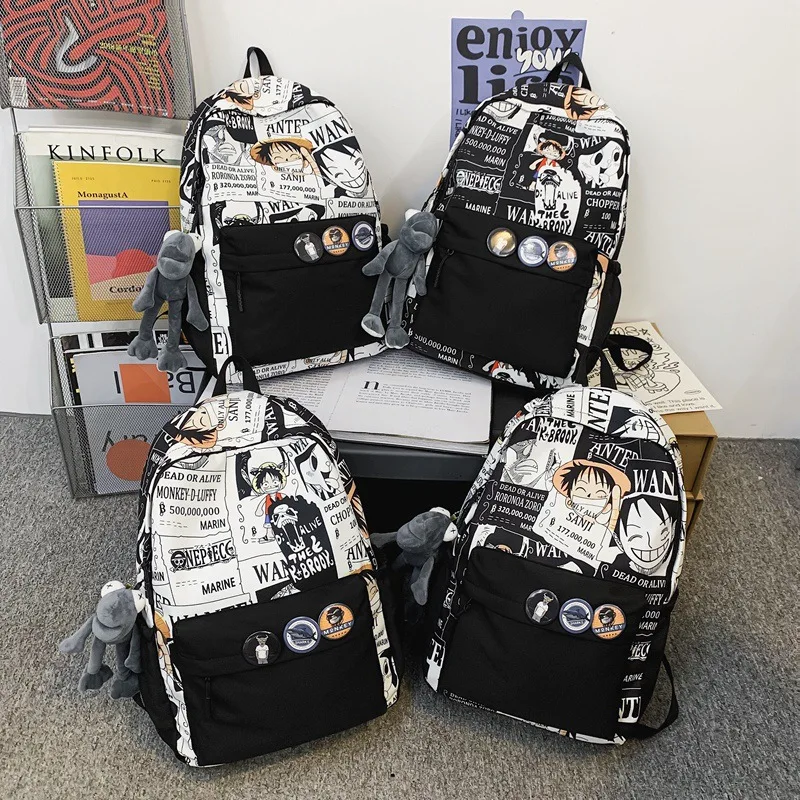 Популярный рюкзак с принтом Луффи, нейлоновый рюкзак для косплея, мужскойрюкзак студент, модный и крутой женский вместительный рюкзак