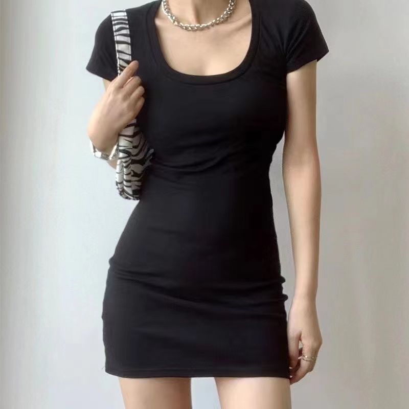 Bodycon Mini Vestido Mulheres Sólida Hotsweet Manga