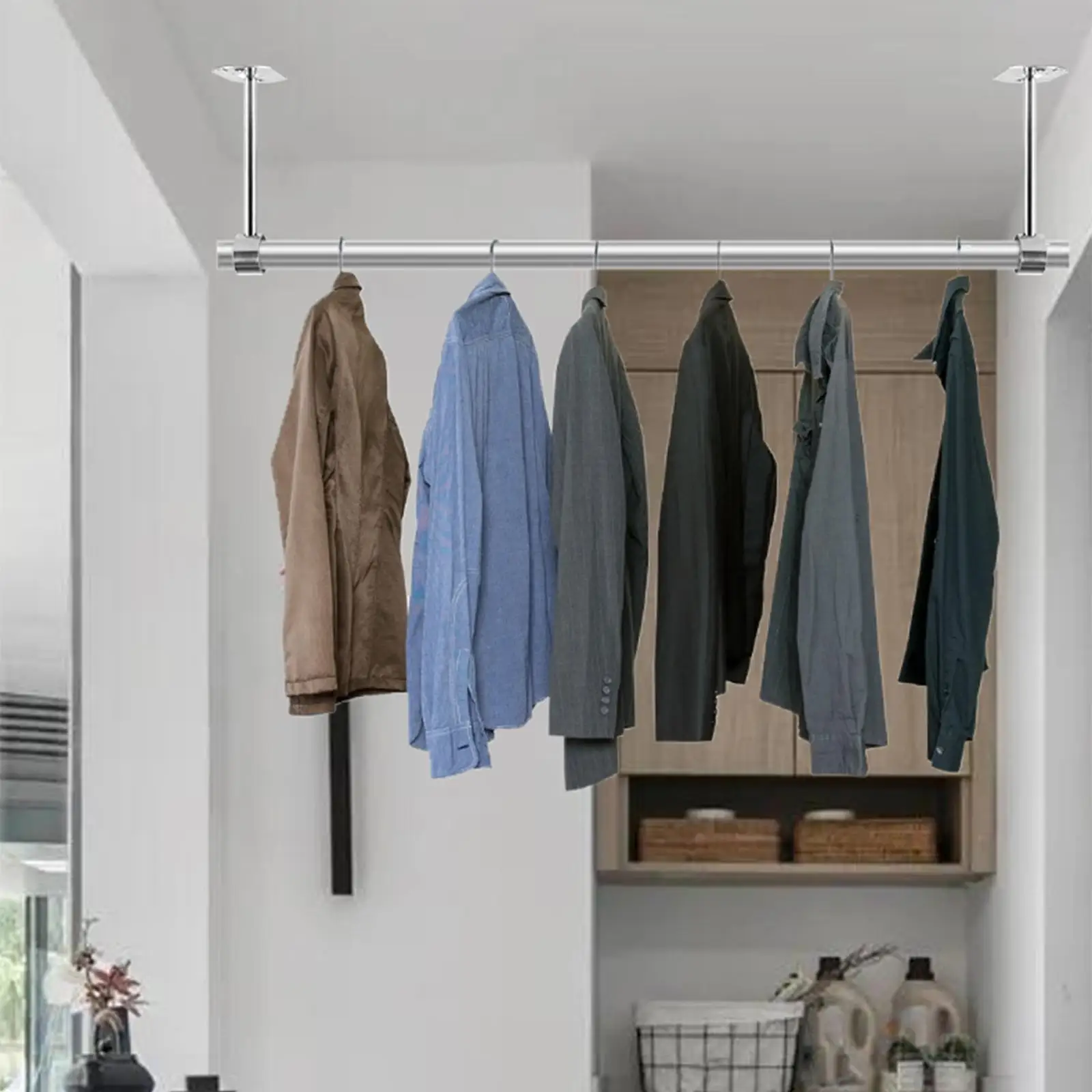 Wardrobe Hanger Pipe Bracket 25mm Dia Clothes Rails Home Use Shower Closet