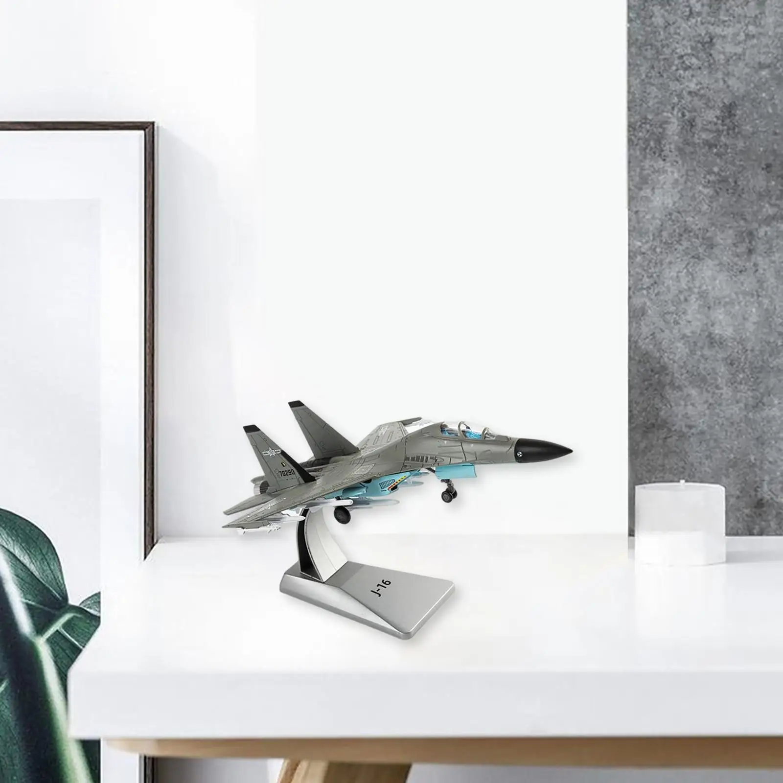 Simulation 1/100 J-16 Metal Fighter Model with Display Stand Airplane Aviation Collectibles Desk Decor Static Display Souvenir
