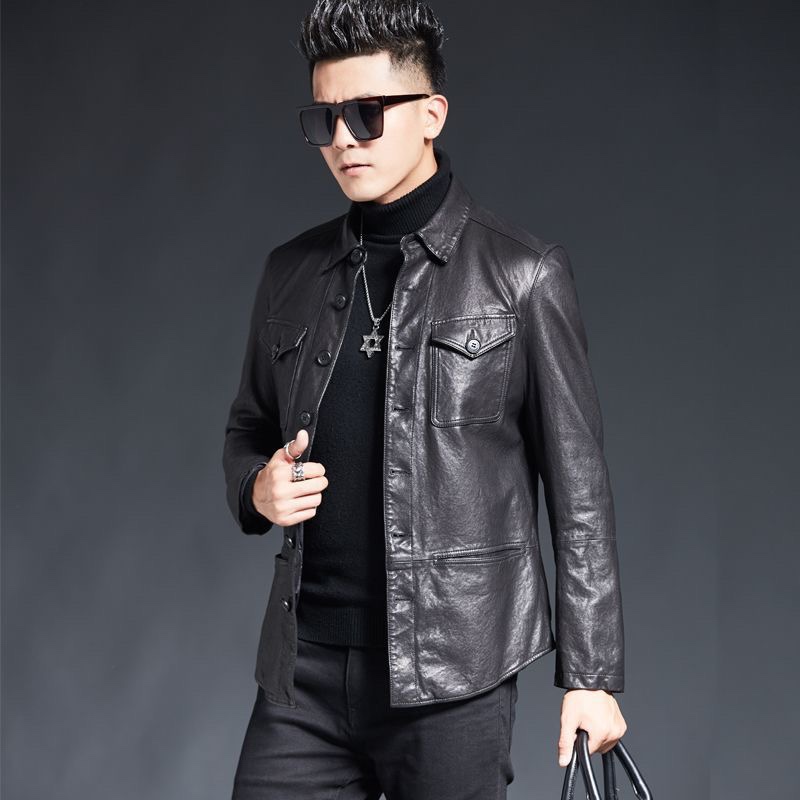 Description Picture 3 of item2023 Men Autumn Winter New Fashion Genuine Cowhide Coats Men's Natural Leather Jackets Male Real Leather Slim Outerwear F399