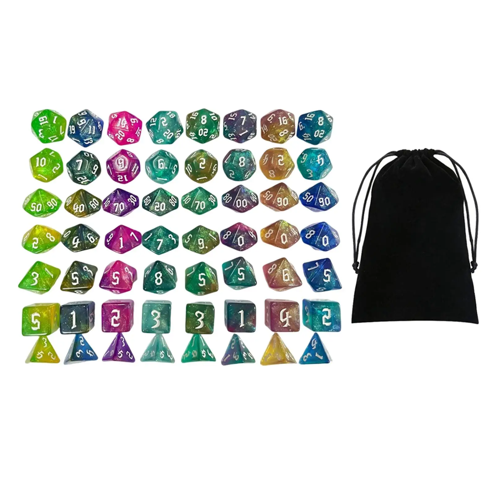 56 Pieces Polyhedral Dices Set Toys Bicolor for Board Game Props Parties KTV