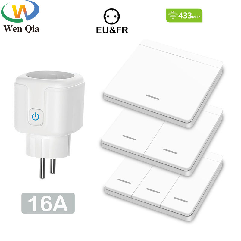 controle remoto sem fio interruptor de soquete inteligente remoto em fora tomadas elétricas ue fr plug para casa aparelho fã luz