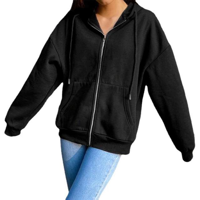 Sweat à Capuche Surdimensionné Pour Femme - Hiver, Polaire Douce, Fermeture éclair, Trous Pour Pouces, Couverture Portable