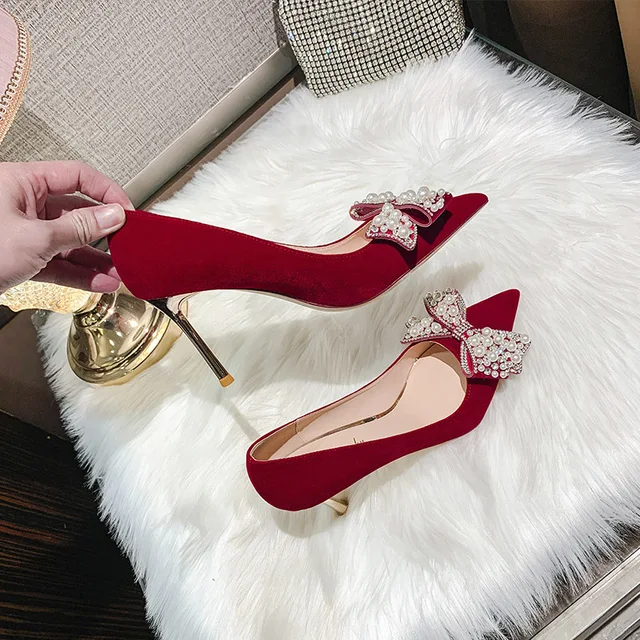 Aliexpress.com : Buy Dream Luxury Designer Pearl Genuine Leather Wedding  Shoes Red Bottom Platf…