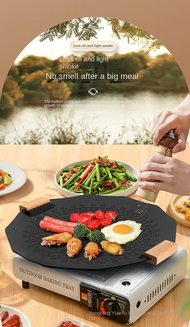 Korean Grill Pan special oil-conducting Non-stick Smokeless Barbecue Tray  Induction Cooker Grill Pan Party Camping BBQ Tools - AliExpress