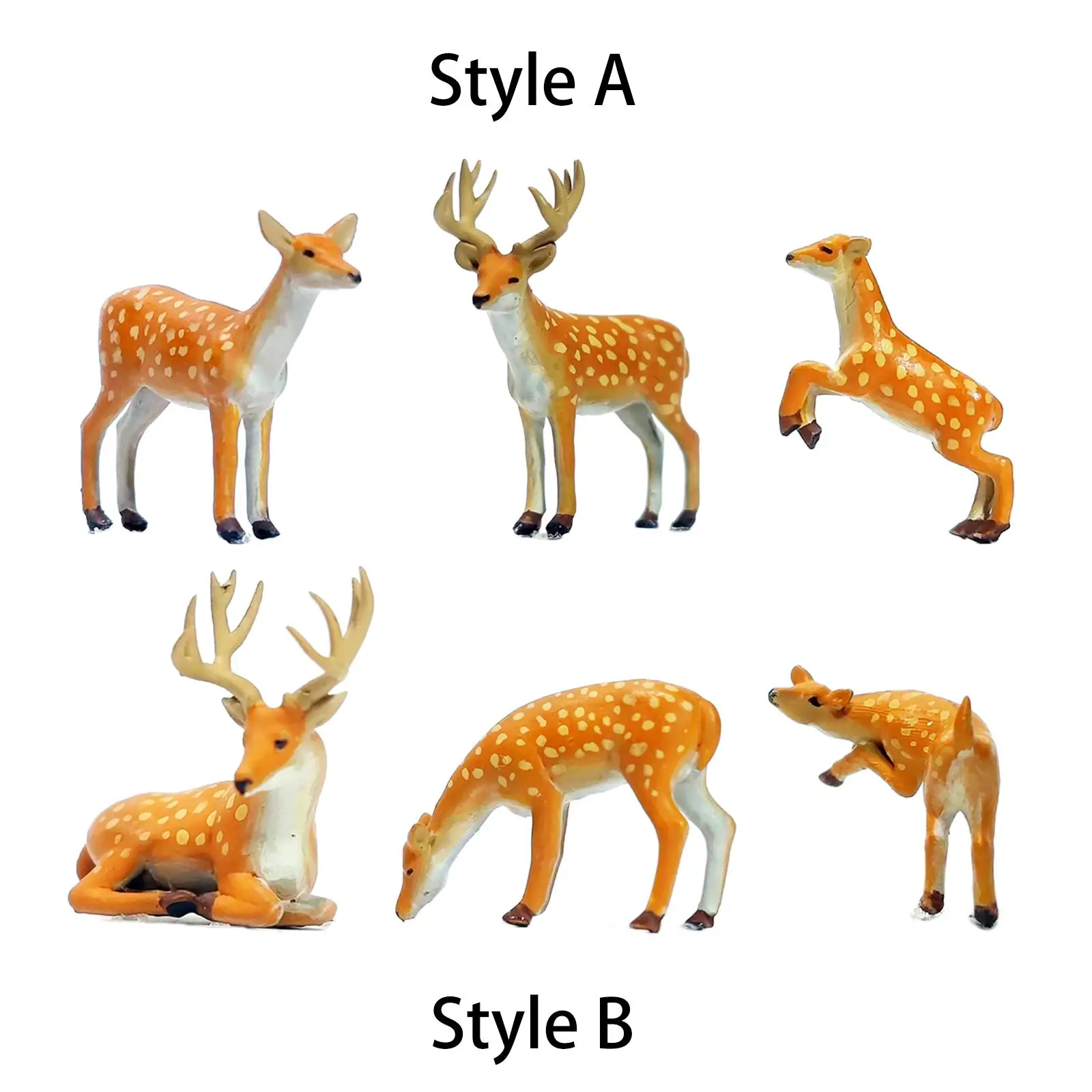 3x 1/64 Deer Figures Woodland Animal Deer Model Resin Statue Forest Animals Figures for Crafts DIY Scene Ornament Projects Decor