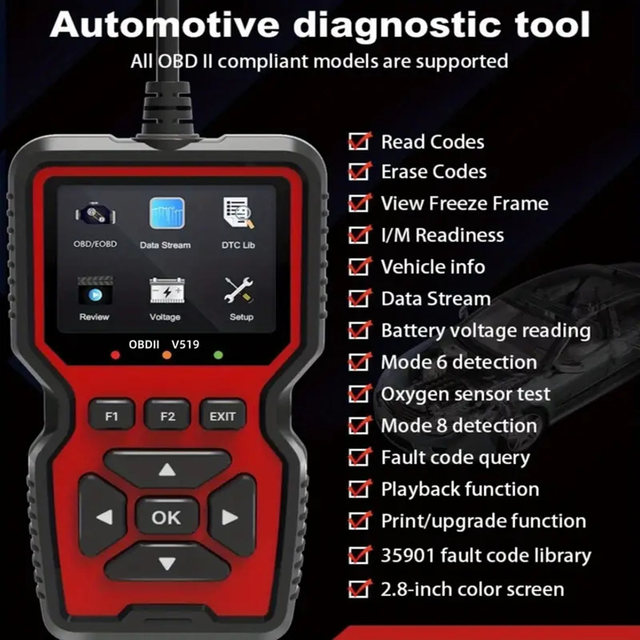 V519 Car Fault Detector Obd2 Scanner Fault Diagnosis Tester - Temu