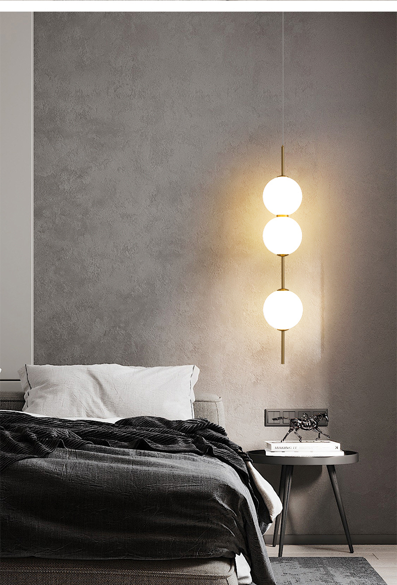 Nordic Bedroom Bedside Hanging Chandelier Modern Minimalist Glass Ball Led Pendent Lamp Creative Restaurant Bar Decoration Light