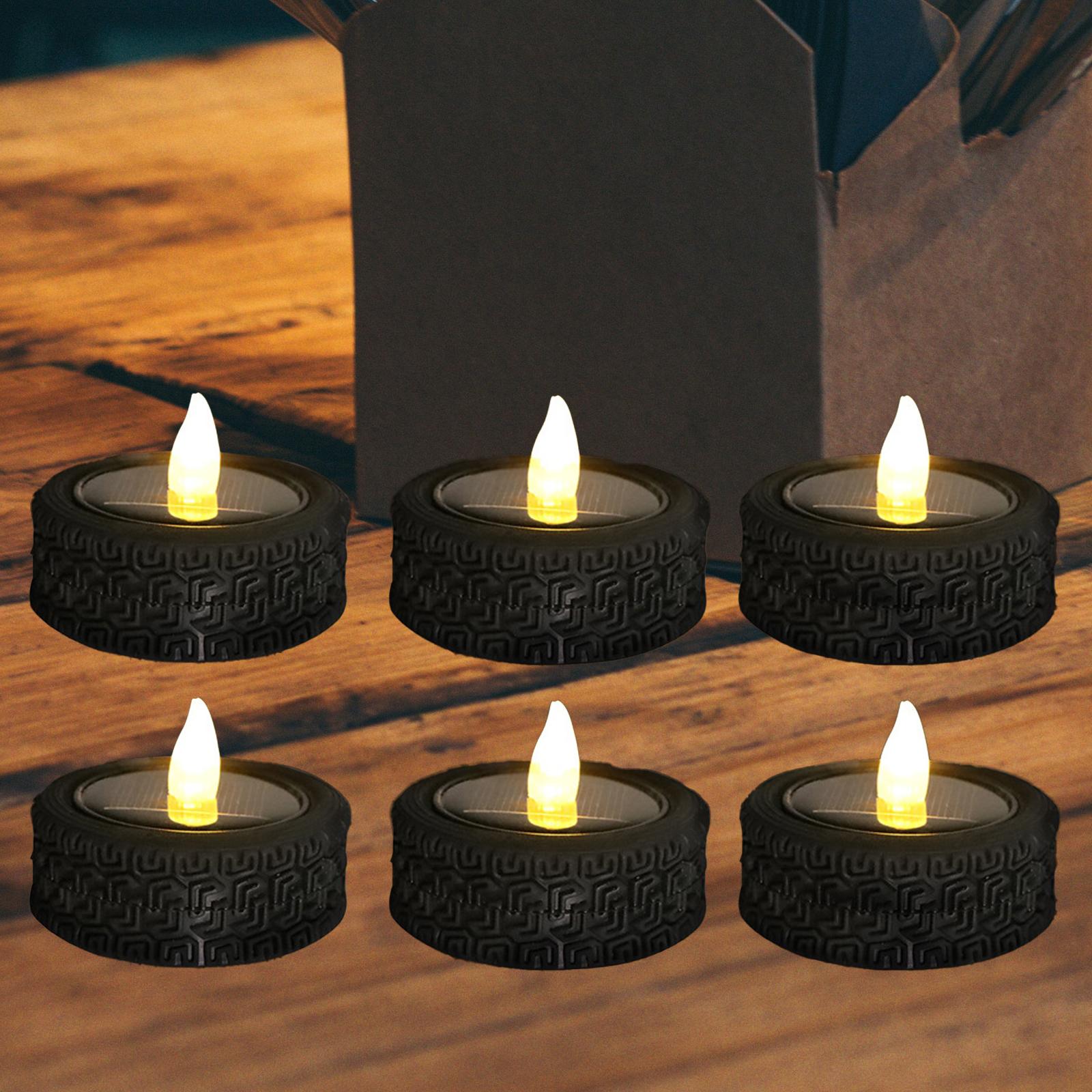 6Pcs LED Solar Candles Lantern Flickering Nightlight Flameless Tea Light Candle for Pathway Yard Camping Centerpiece