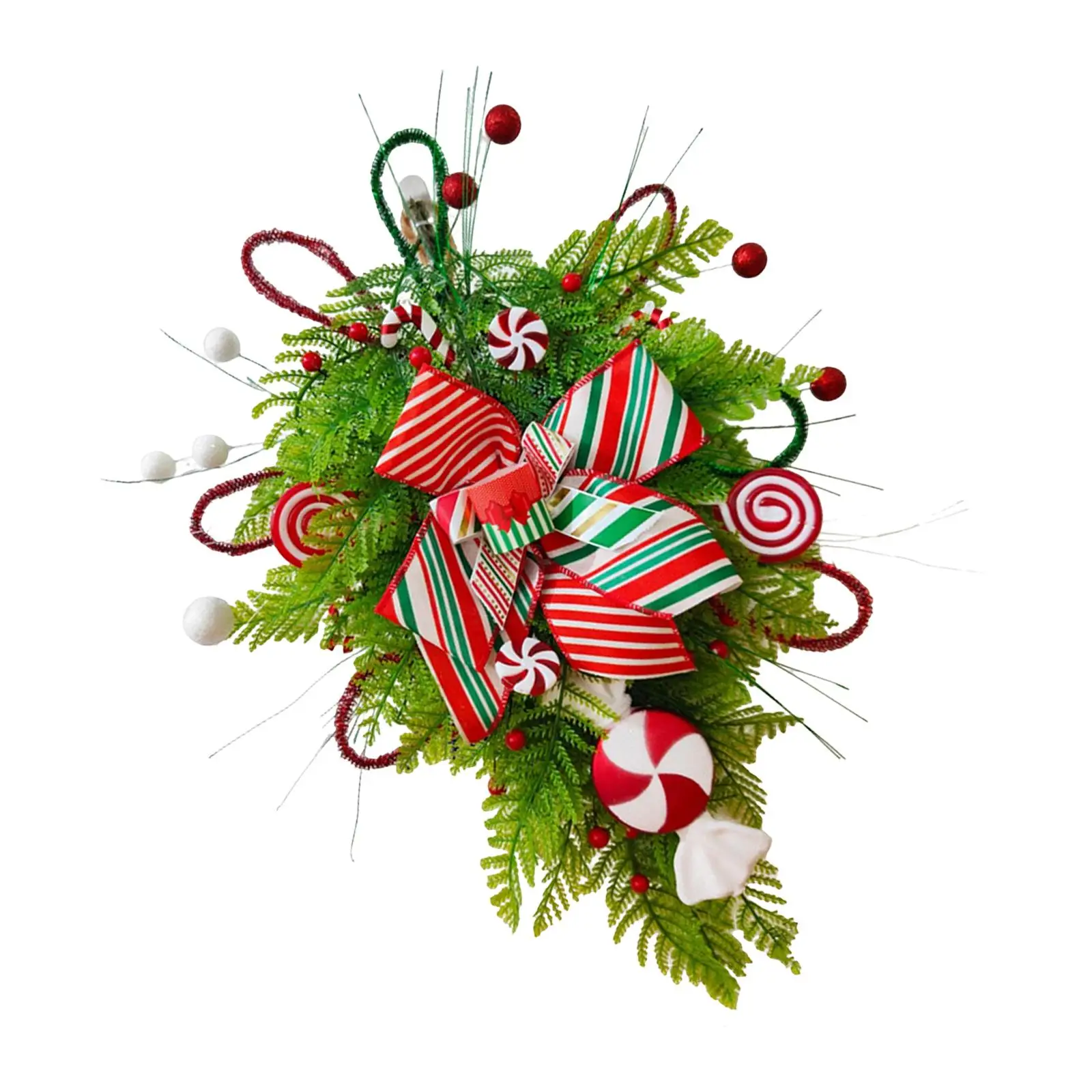 Decorative Christmas Teardrop Wreath for Door Wall Windows for Holiday Decor
