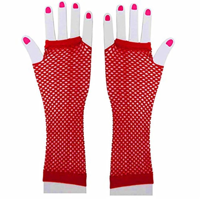 1 paar 80s 90s Kurze Hand Handschuhe Kurze Handschuhe Punk Neon Finger Handschuhe Phantasie Kleid Zubehör für kostüm Party DXAA – Detail 2